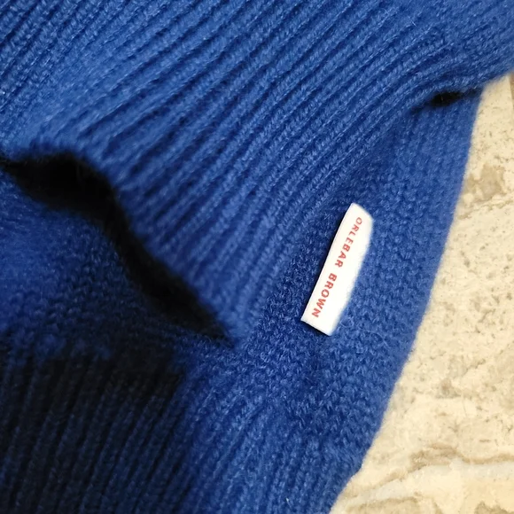 Orlabar Brown 100% cashmere collared sweater Royal Blue Ultra Soft Pullover - Picture 3 of 6